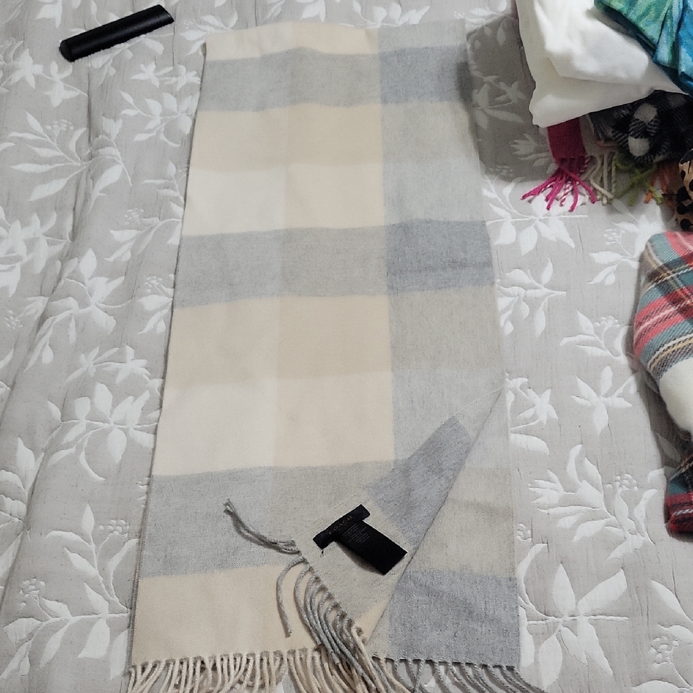 Coach Cashmere Plaid Scarf